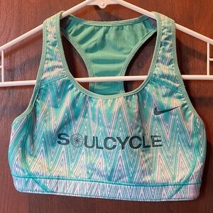 Nike DriFit SOULCYCLE Sports Bra — Green and White Chevron Pattern — XS